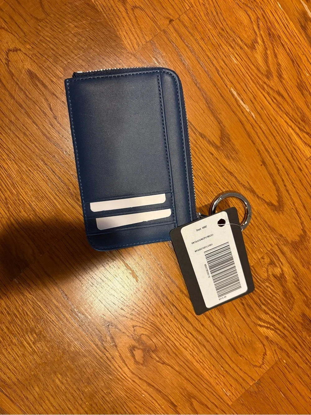 MCM Blue Monogram Leather Trim Key Pouch